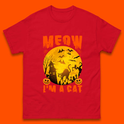 Meow I'm A Cat Halloween Black Cat Horror Scary Haunted House Mens Tee Top