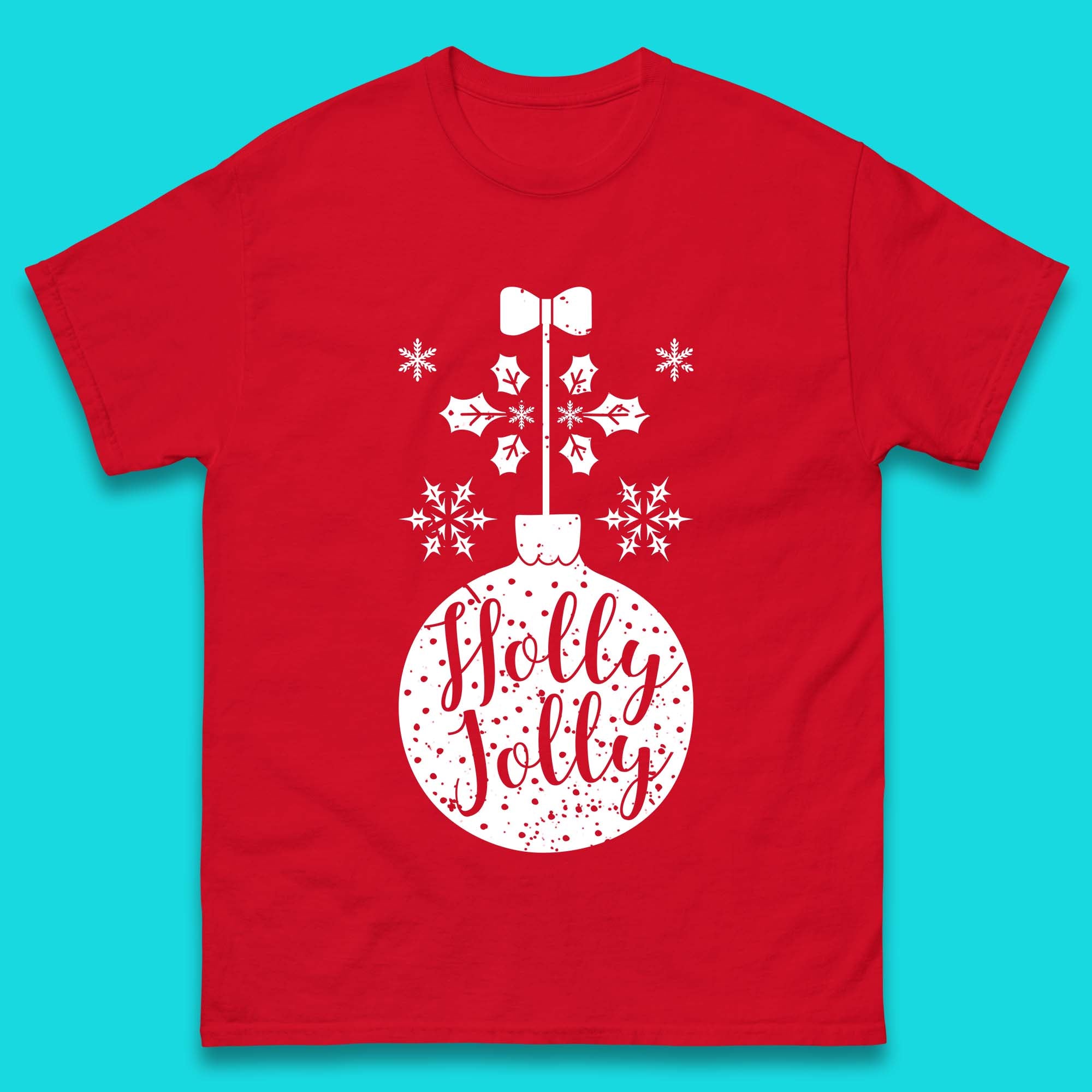 Holly Jolly Merry Christmas Ornament Retro Holly Jolly Vibes Vintage Xmas Mens Tee Top