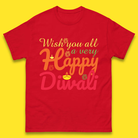 Wish You All A Very Happy Diwali Festival Of Lights Indian Diwali Holiday Celebration Mens Tee Top