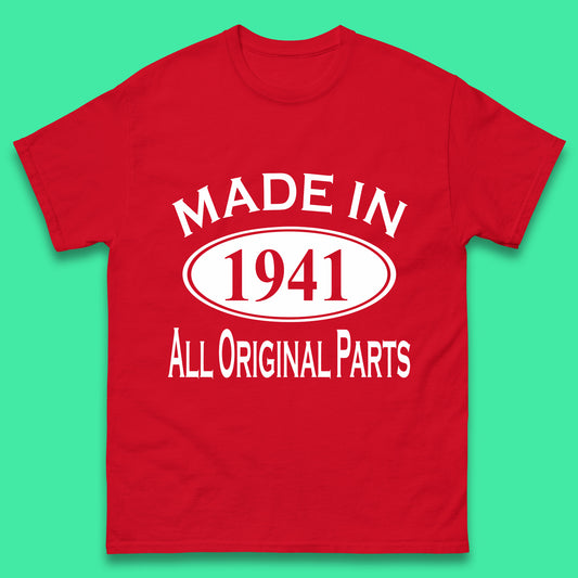 Made In 1941 All Original Parts Vintage Retro 82nd Birthday Funny 82 Years Old Birthday Gift Mens Tee Top