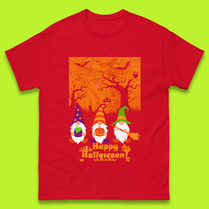 Happy Halloween Gnomies Spooky Witch Gnomes Scary Halloween Trees Gnome Lover Mens Tee Top