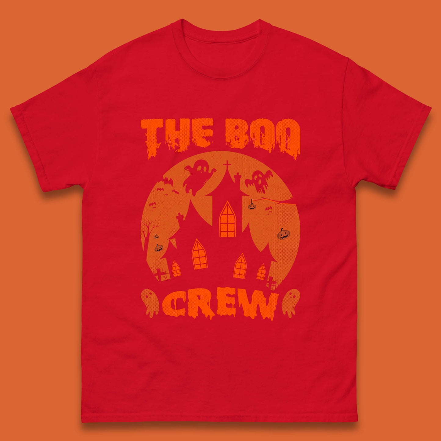 The Boo Crew Halloween Boo Squad Matching Costume Haunted House Horror Boo Ghost Mens Tee Top