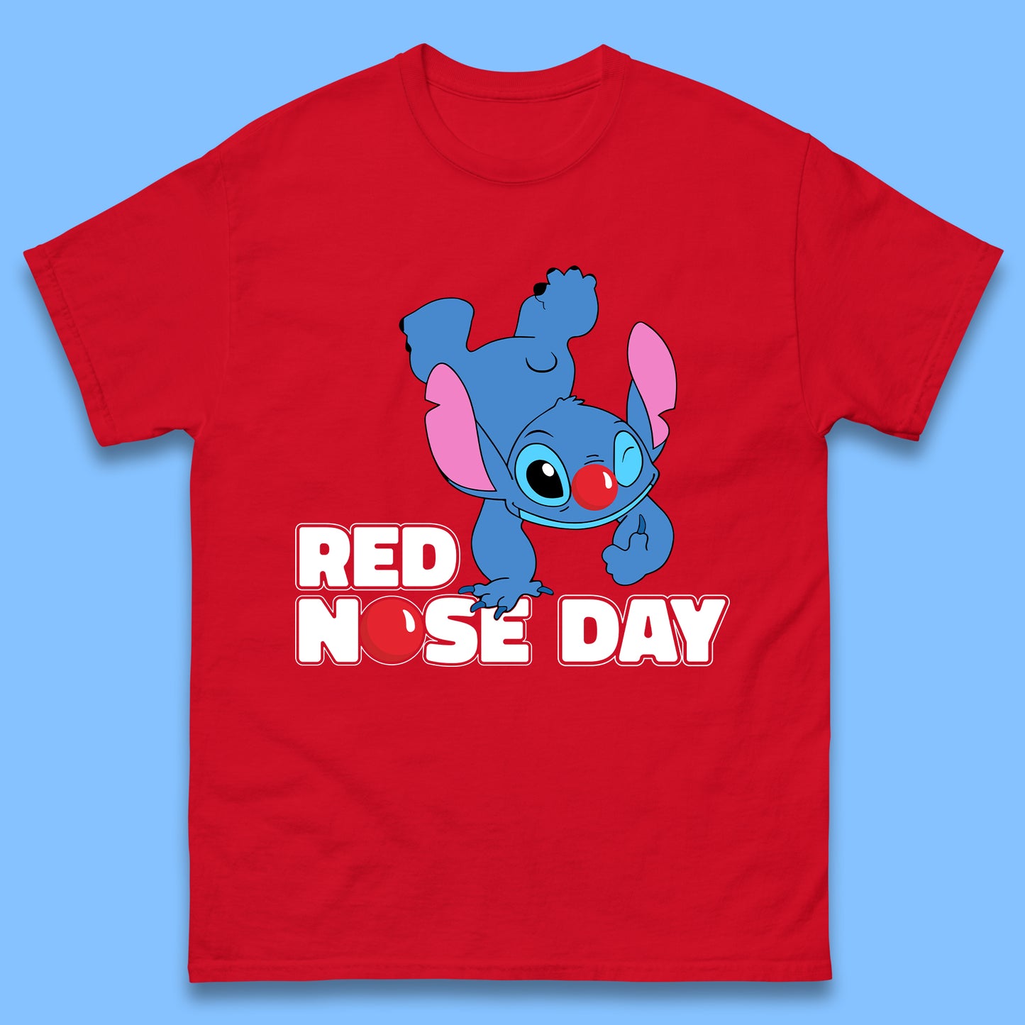 Stitch Red Nose Day Mens T-Shirt
