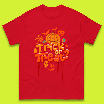 Trick Or Treat Halloween Pumpkin Blood Dripping Horror Scary Spooky Season Mens Tee Top