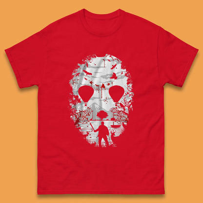 Crystal Lake Jason Voorhees Face Mask Halloween Friday The 13th Horror Movie Mens Tee Top