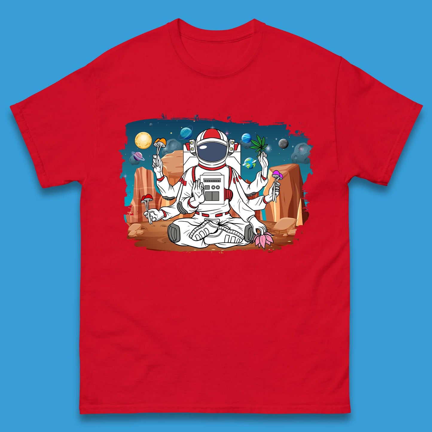 Meditating Astronaut Yoga Mens T-Shirt