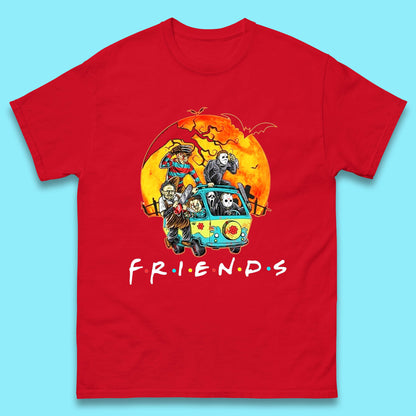 Friends Van Halloween Scooby Doo Mystery Machine Horror Movie Villians Characters Mens Tee Top