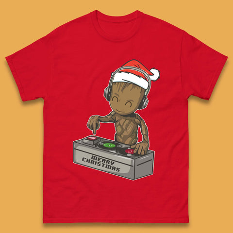Baby Groot DJ Christmas Mens T-Shirt