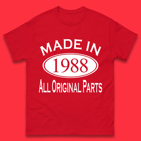 Made In 1988 All Original Parts Vintage Retro 35th Birthday Funny 35 Years Old Birthday Gift Mens Tee Top