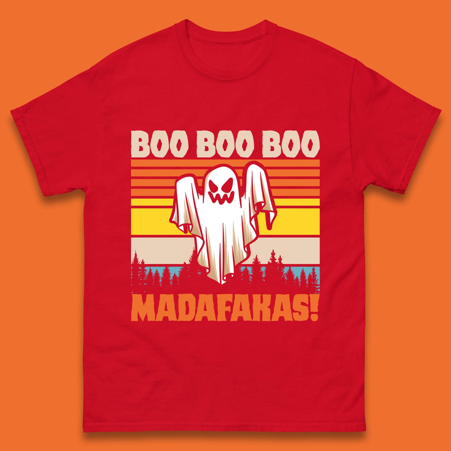 Ghost Say Boo Boo Boo Madafakas Halloween Vintage Horror Scary Boo Ghost Mens Tee Top