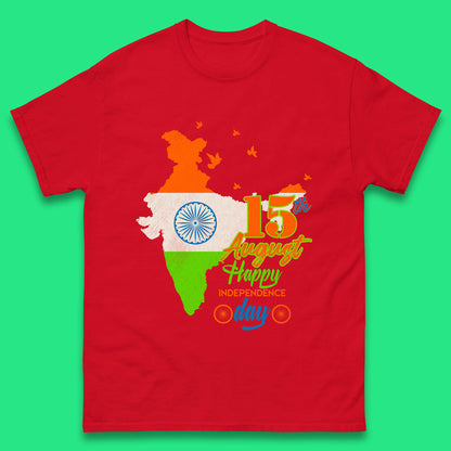 15th August India Happy Independence Day Patriotic Indian Map Flag Mens Tee Top