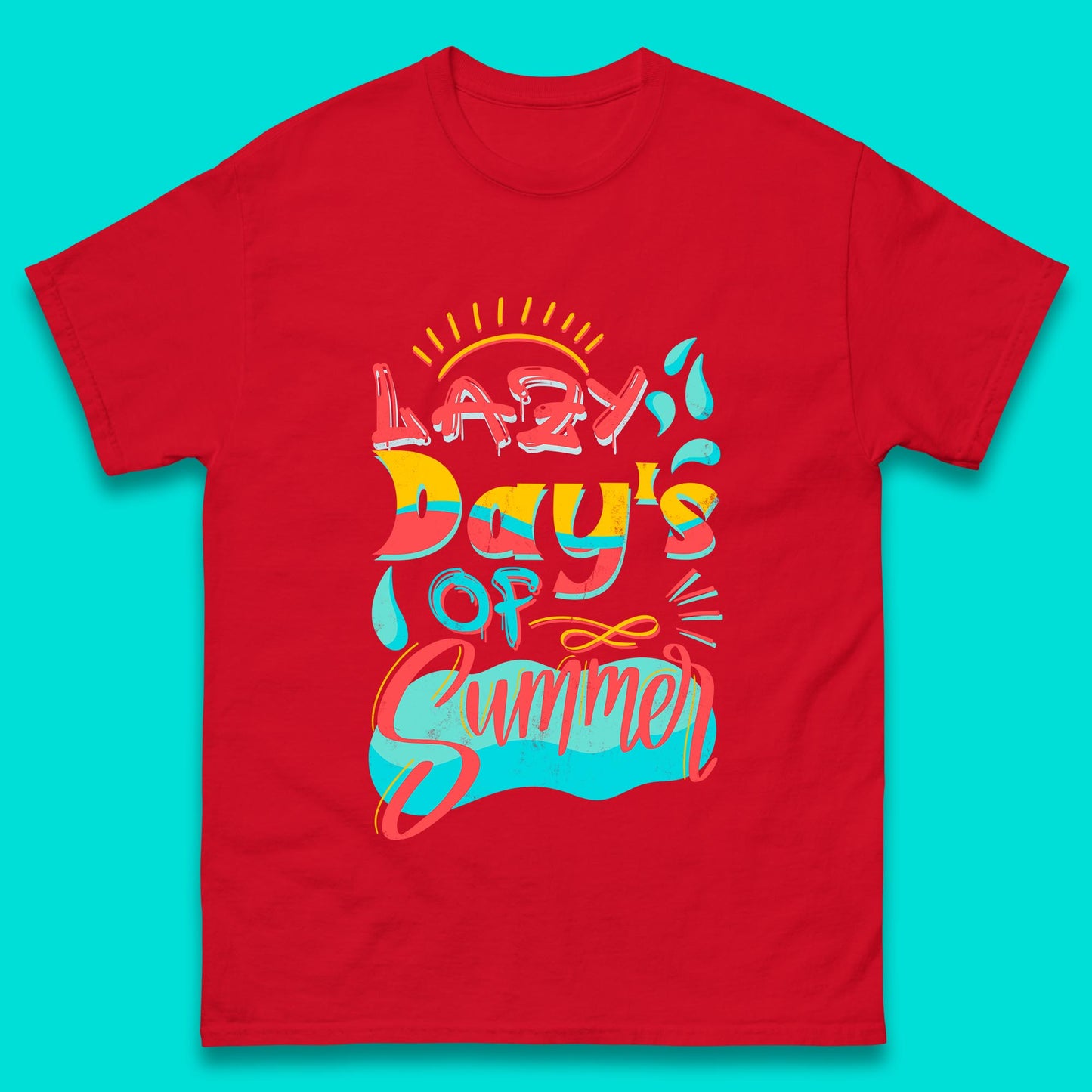 Lazy Days Of Summer Vintage Retro Sunset Surfer Beach Holiday Trip Mens Tee Top