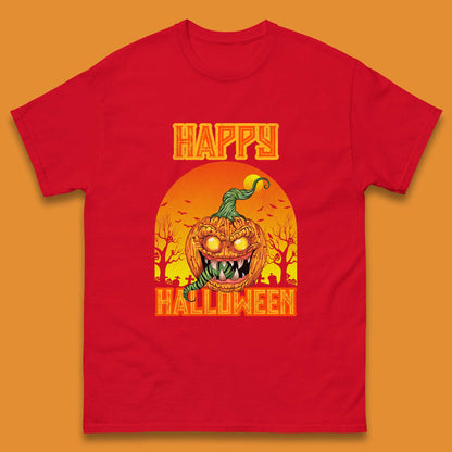 Happy Halloween Zombie Monster Pumpkin Jack-o-lantern Spooky Season Mens Tee Top
