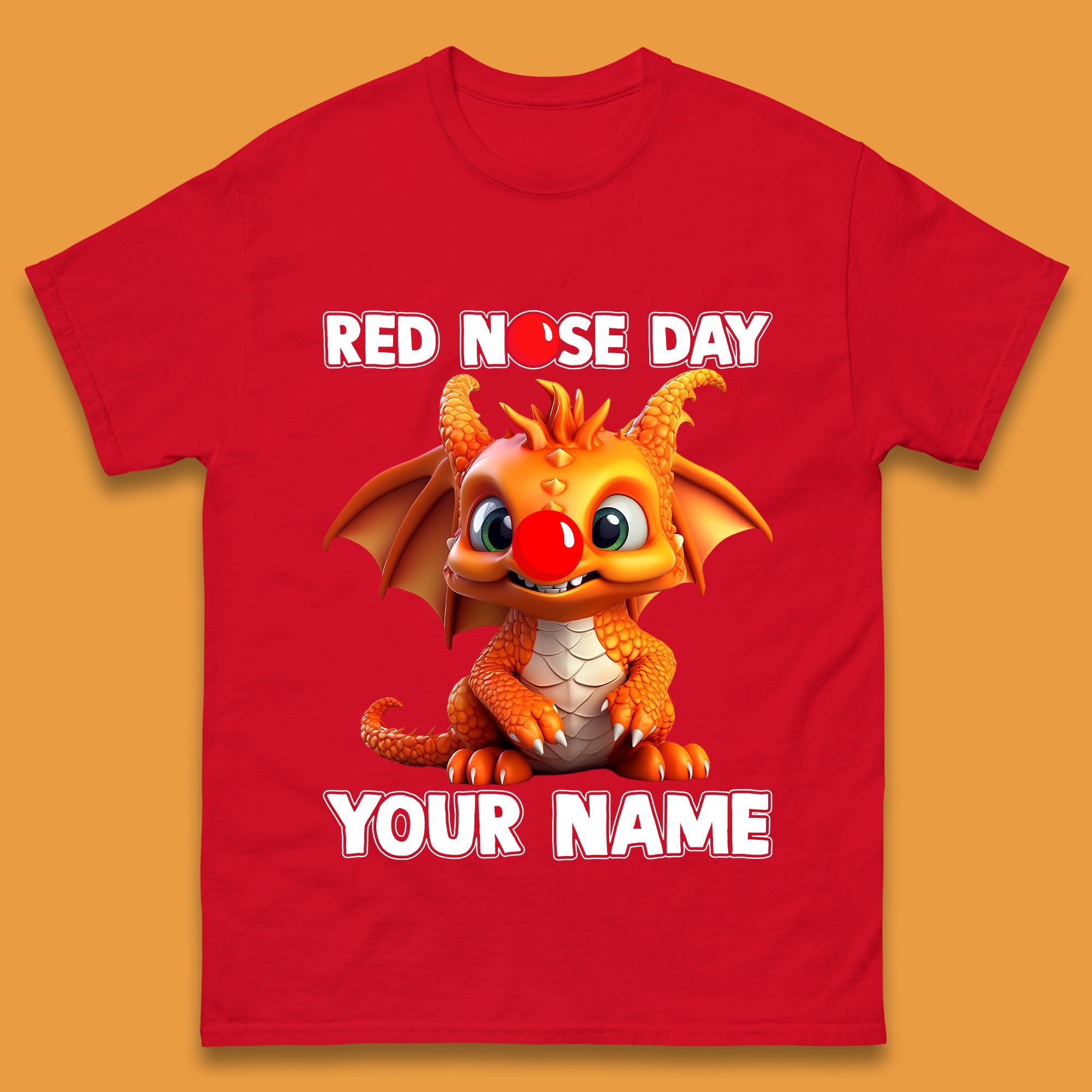 Personalised Red Nose Day Dragon Mens T-Shirt