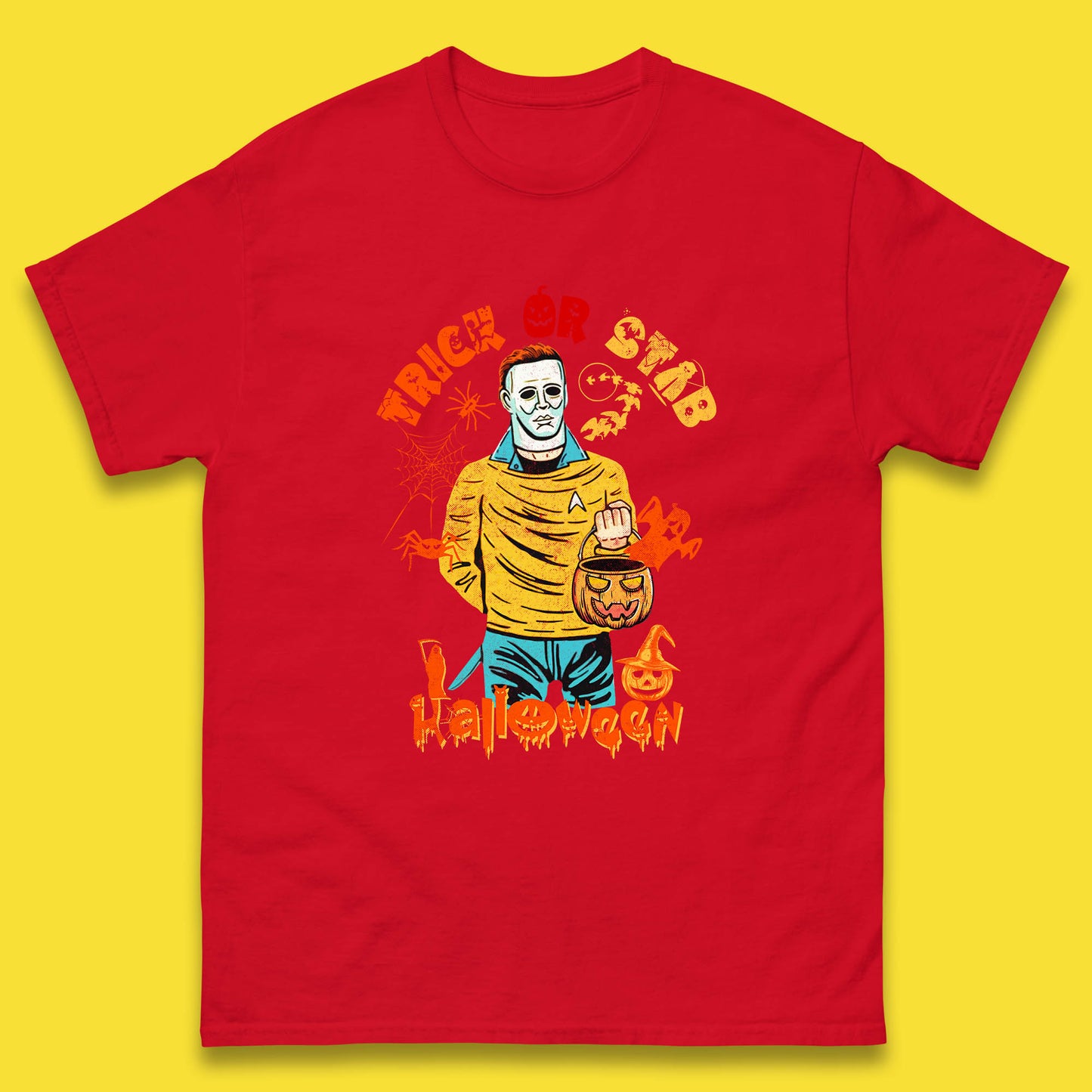Trick Or Stab Halloween Michael Myers Stab Trek Trick Or Treat Mens Tee Top