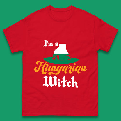 I'm A Hungarian Witch Halloween Witch Hat Hungarian Flag Mens Tee Top