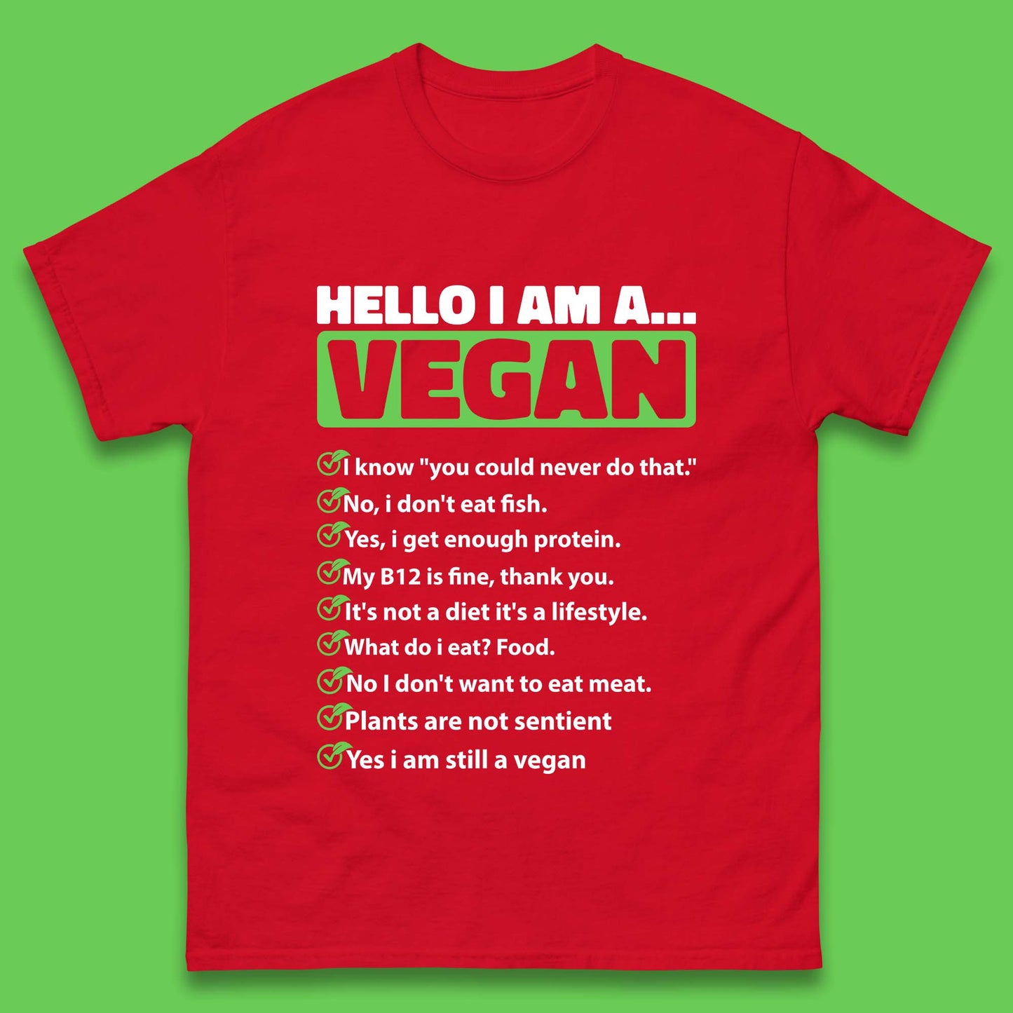 Hello I'm A Vegan Mens T-Shirt