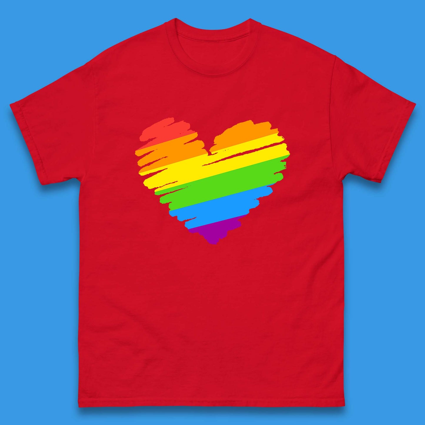 Rainbow Colour Heart Pride LGBTQ Rainbow Pride LGBT Gay Pride Month Mens Tee Top