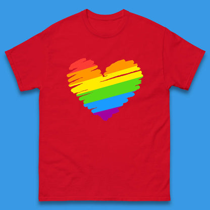 Rainbow Colour Heart Pride LGBTQ Rainbow Pride LGBT Gay Pride Month Mens Tee Top
