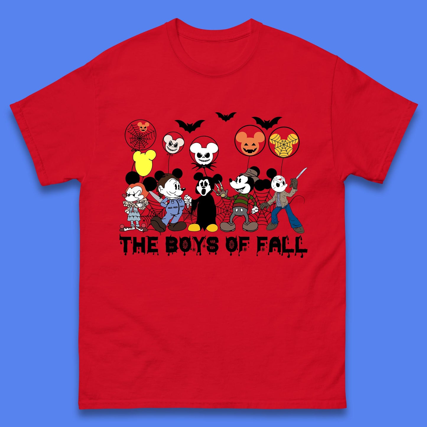 The Boys Of Fall Halloween Disney Mickey Mouse & Friends Horror Movie Characters Mens Tee Top