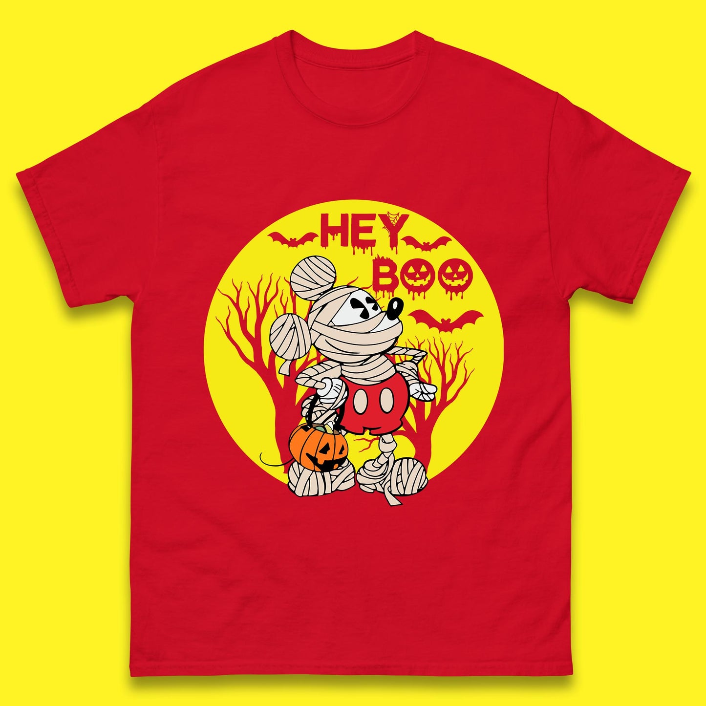 Hey Boo Disney Halloween Mickey Mouse Mummy Trick Or Treat Spooky Vibes Mens Tee Top