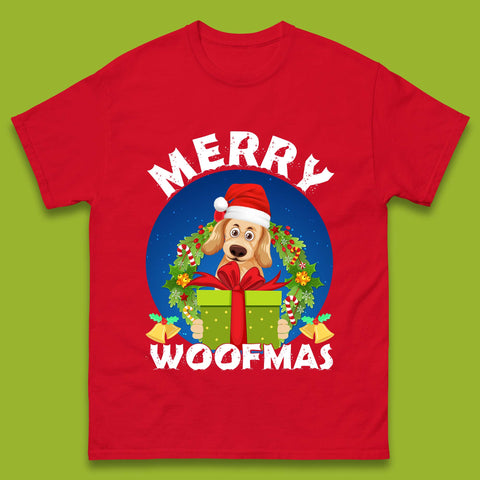 Merry Woofmas Christmas Golden Retriever Dog Xmas Dog Lovers Mens Tee Top