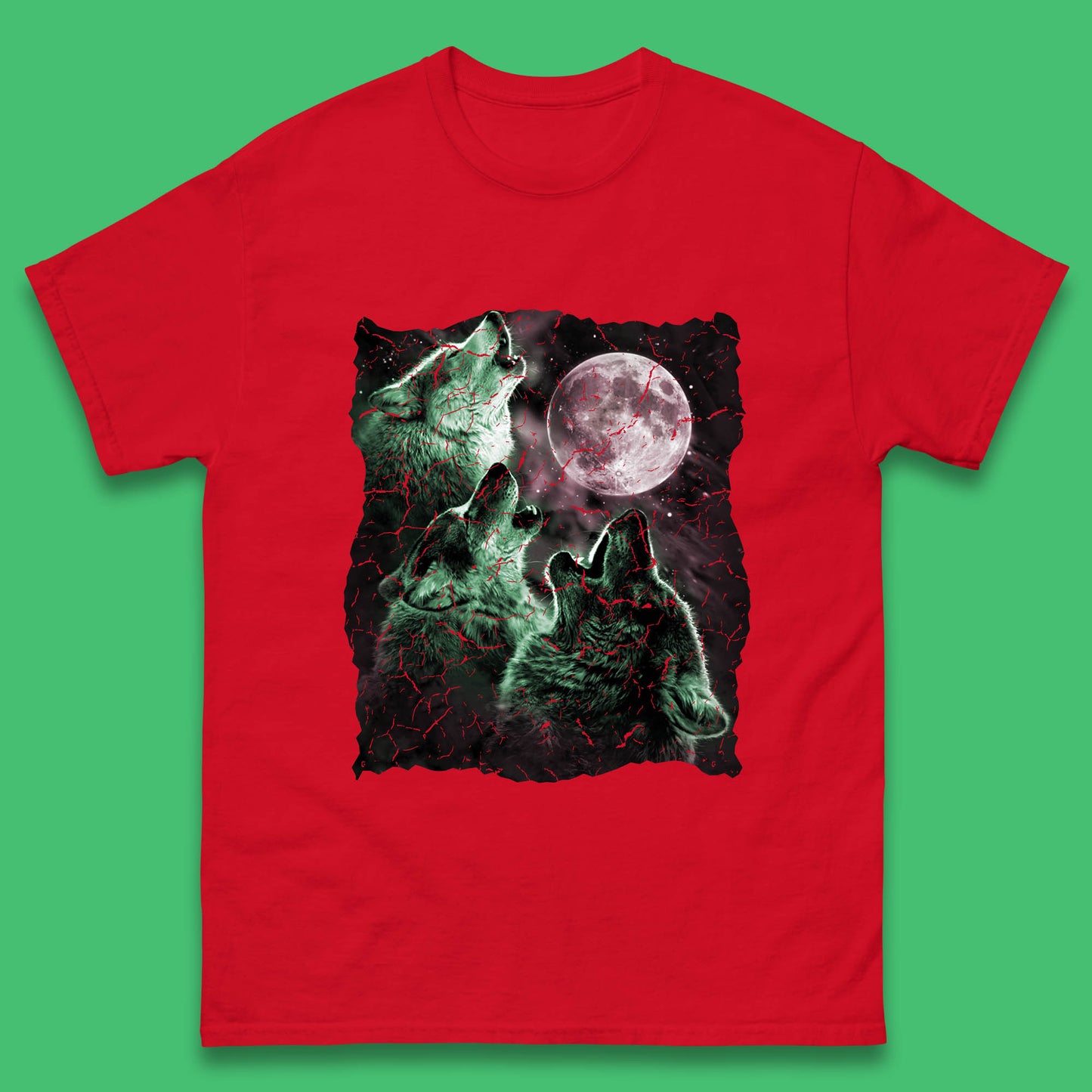 Three Wolf Howling At Moon Wild Free Wolves Three Wolf Dog Animal The Mountain Mens Tee Top