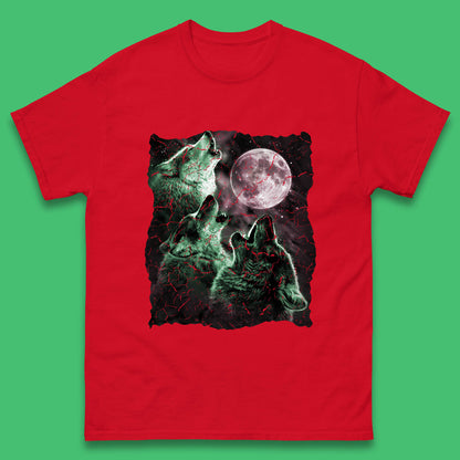 Three Wolf Howling At Moon Wild Free Wolves Three Wolf Dog Animal The Mountain Mens Tee Top