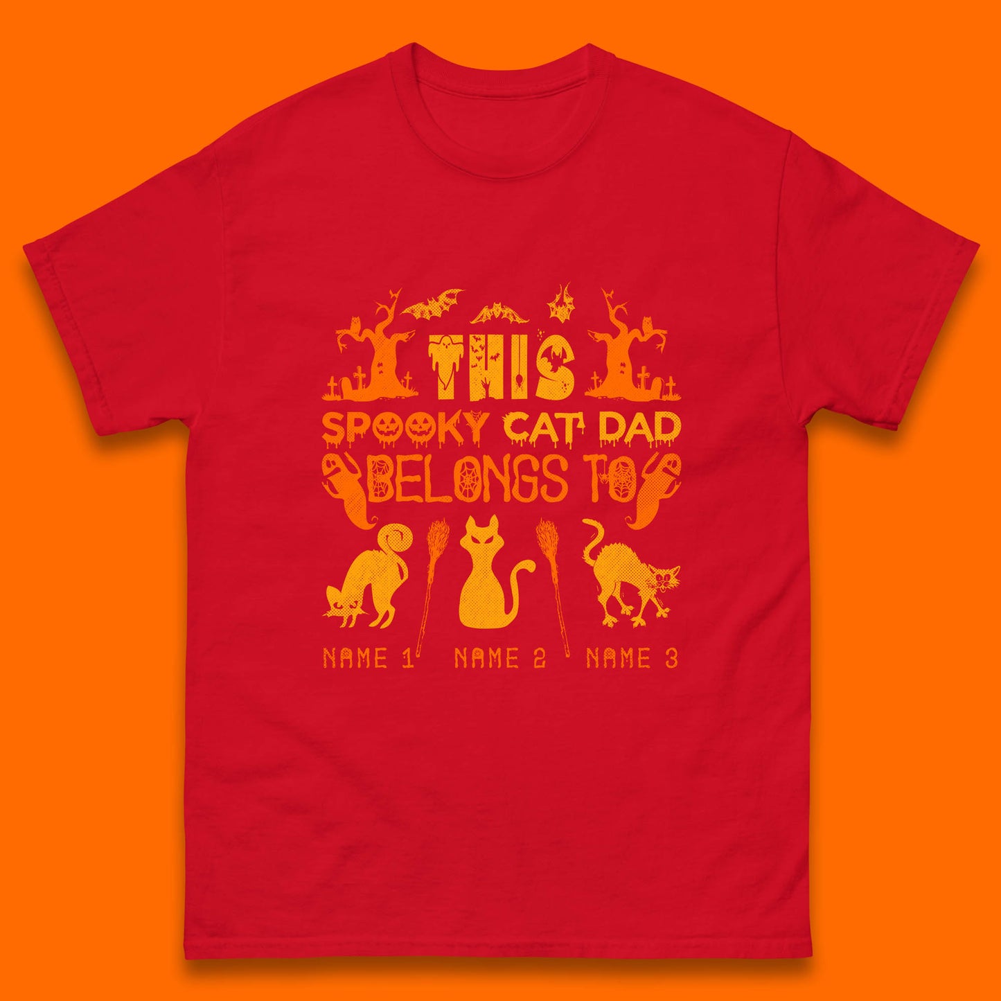 Personalised Halloween This Spooky Cat Dad Belongs To Your Cat Name Customized Halloween Cat Mens Tee Top