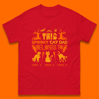 Personalised Halloween This Spooky Cat Dad Belongs To Your Cat Name Customized Halloween Cat Mens Tee Top