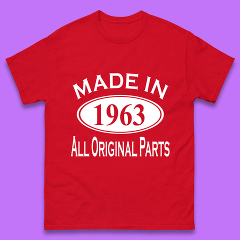 Made In 1963 All Original Parts Vintage Retro 60th Birthday Funny 60 Years Old Birthday Gift Mens Tee Top