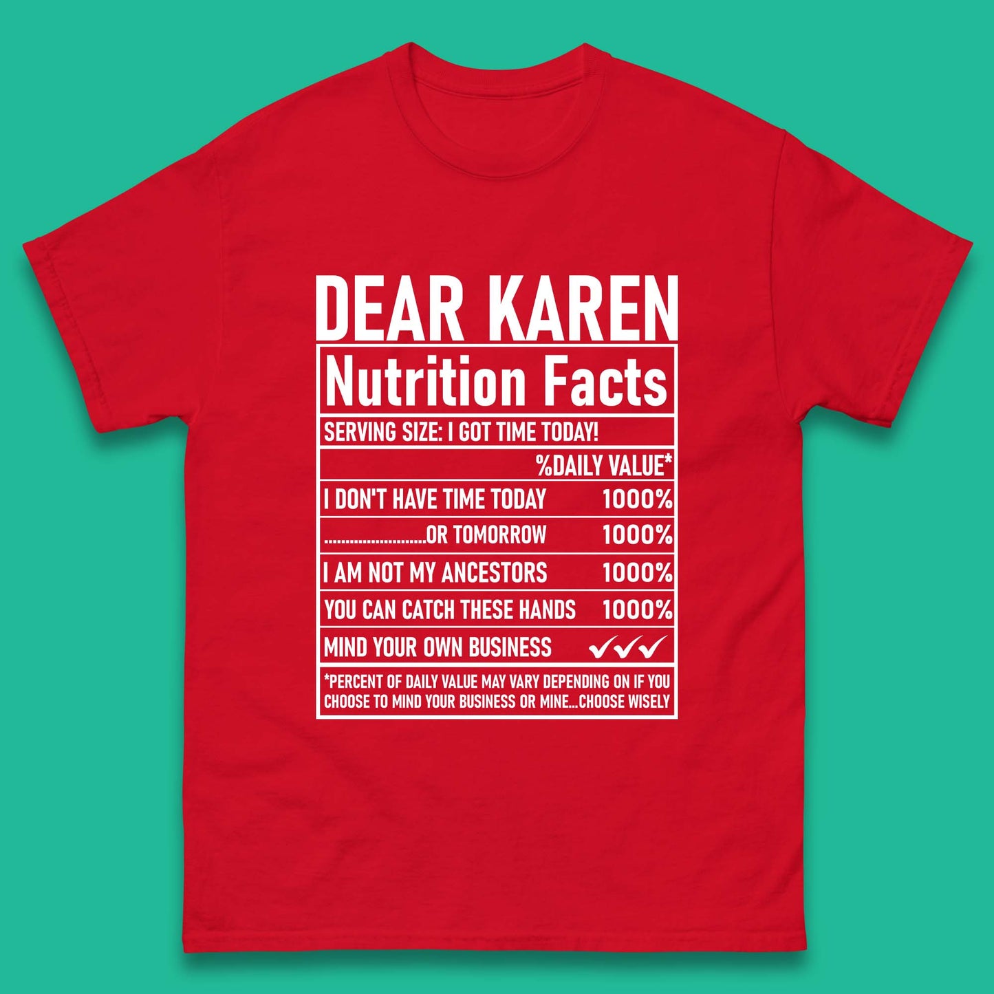 Dear Karen Nutrition Facts Mens T-Shirt