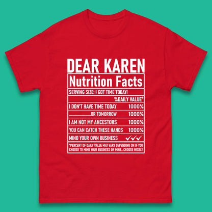 Dear Karen Nutrition Facts Mens T-Shirt