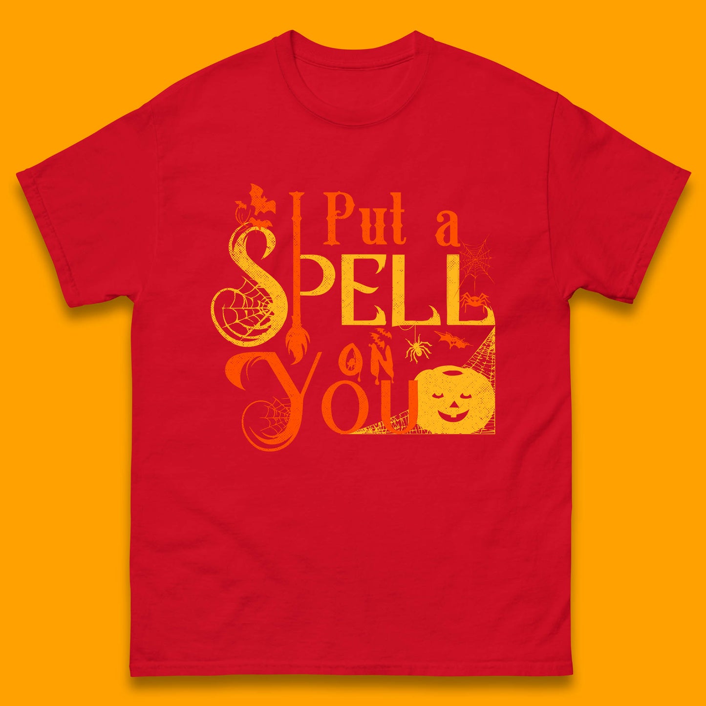 I Put a Spell on You Witch Broom Horror Spooky Scary Halloween Costume Mens Tee Top