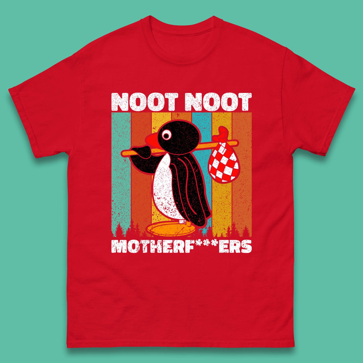 Noot Noot Pingu Madafakas Motherfcukers Funny Meme Vintage Retro Cartoon Anime Manga Mens Tee Top