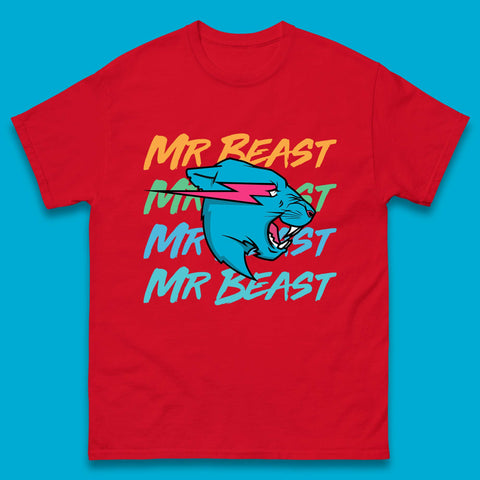 Mr Beast Lightning Panther Logo Youtuber Merch Gaming Mens Tee Top