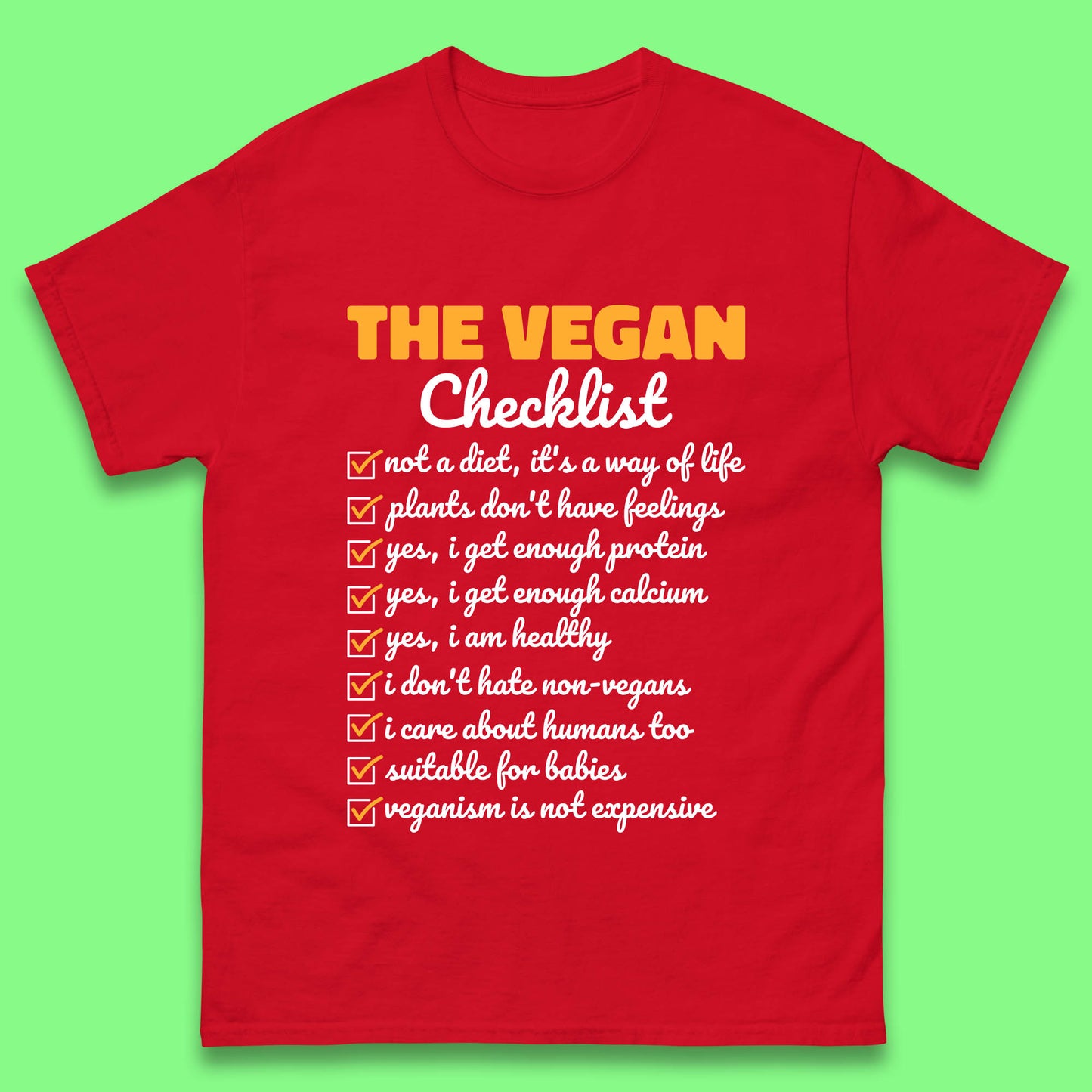 The Vegan Checklist Vegan Activism Funny Pro Vegetarian Checklist Mens Tee Top