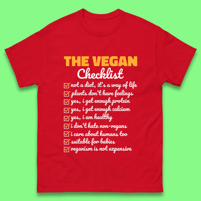 The Vegan Checklist Vegan Activism Funny Pro Vegetarian Checklist Mens Tee Top