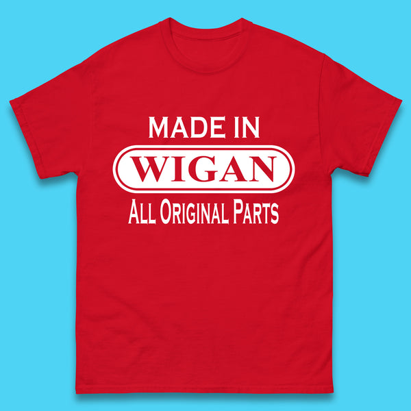 Made In Wigan All Original Parts Vintage Retro Birthday Town In Greater Manchester, England Gift Mens Tee Top