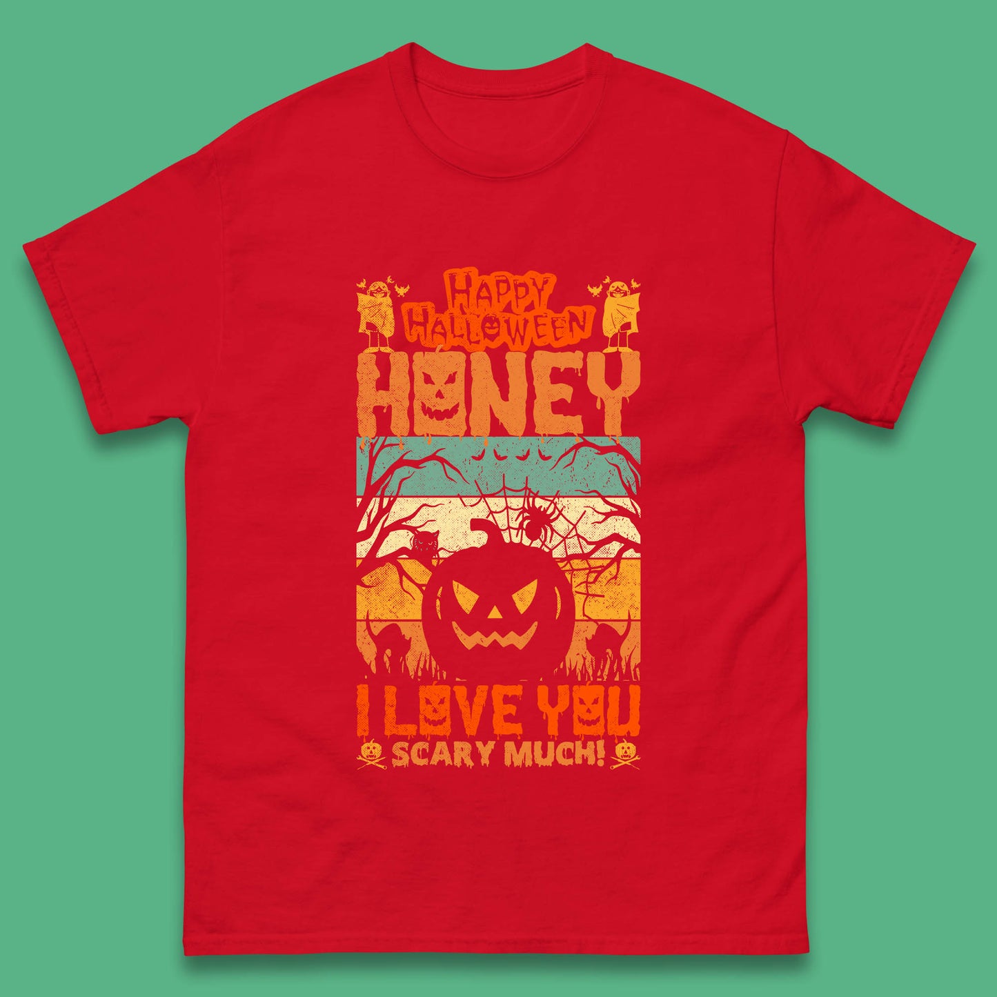 Happy Halloween Honey I Love You Scary Much Funny Halloween Scary Pumpkin Mens Tee Top