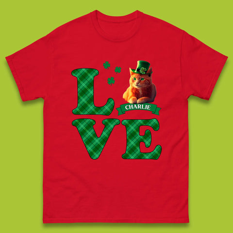 Personalised Love St. Patrick's Cat Mens T-Shirt