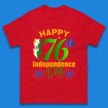 Happy India 76th Independence Day 15th August Patriotic Indian Flag Mens Tee Top