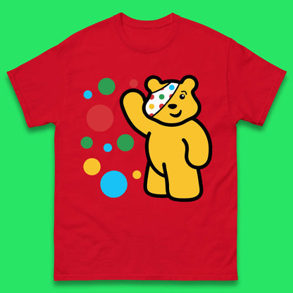Spotty Pudsey Bear Hand Waving Dotty Spot Fundraising Children In Need Spotty Bear Spotty Day Mens Tee Top