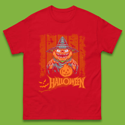 Halloween Pumpkin Head Scarecrow Jack O Lantern Pumpkin Head Horror Scary Vintage Retro Mens Tee Top