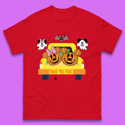 Disney Halloween Mickey Minnie Mouse Pumpkin Ghost Boo To You Horror Scary Disney Trip Mens Tee Top
