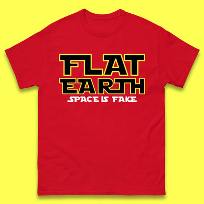 Flat Earth Space Is Fake Funny Conspiracy The Force Awakens Inspired NASA Lies Star Wars Inspired Mens Tee Top