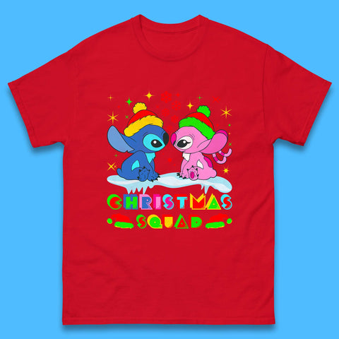 Christmas Squad Disney Christmas Stitch And Angel Xmas Lilo & Stitch Mens Tee Top
