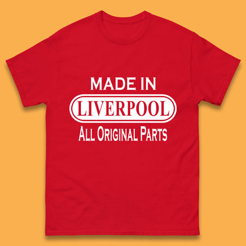 Made In Liverpool All Original Parts Vintage Retro Birthday City in North West, England Gift Mens Tee Top