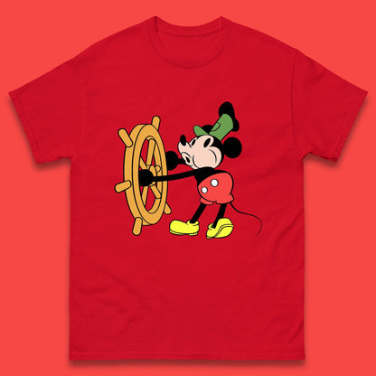 Classic Disney Mickey Mouse Steamboat Willie Disneyland Magic Kingdom Trip Mens Tee Top