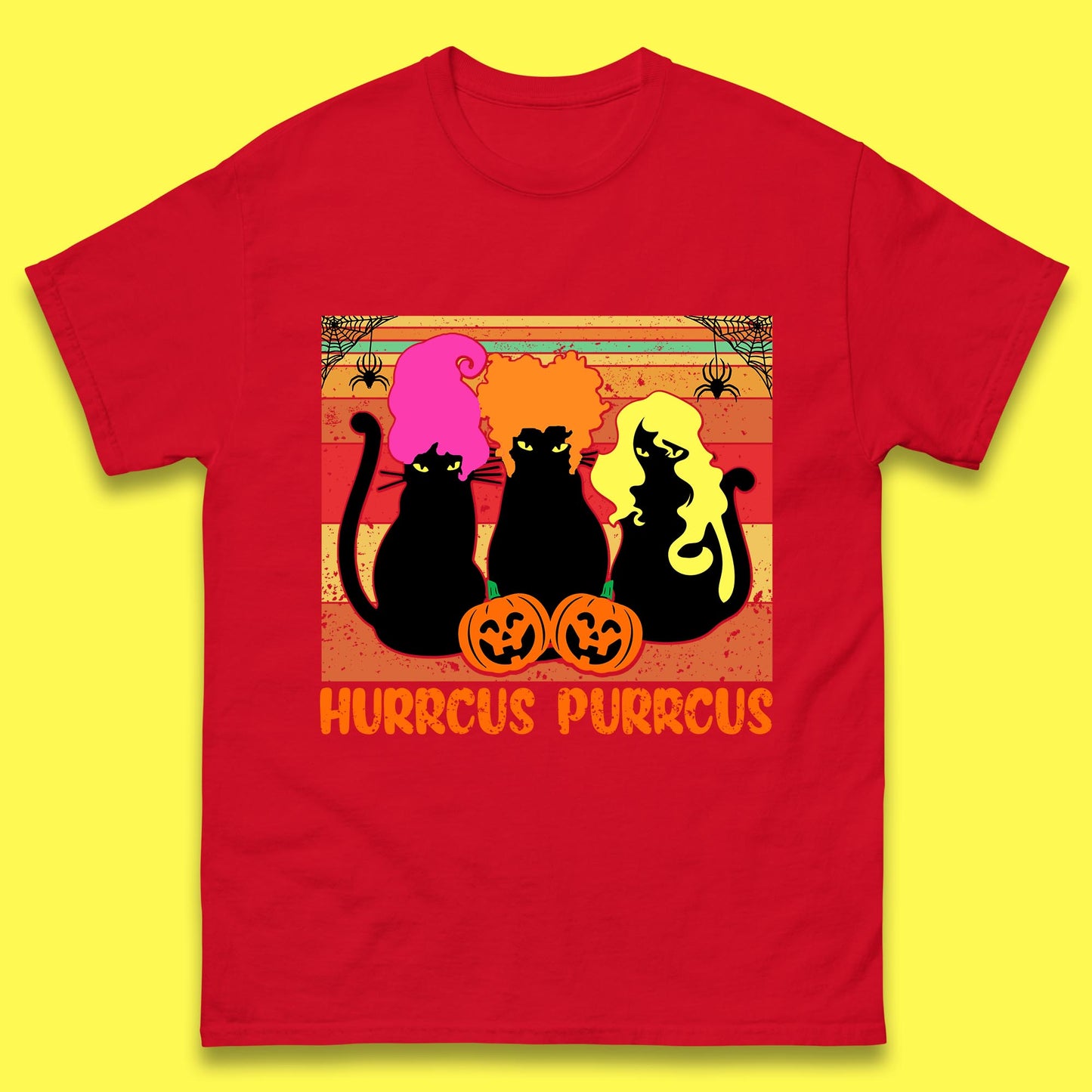 Vintage Halloween Witches Hurrcus Purrucs Scary Cat Horror Pumpkin Faces Hocus Pocus Halloween Costume Mens Tee Top
